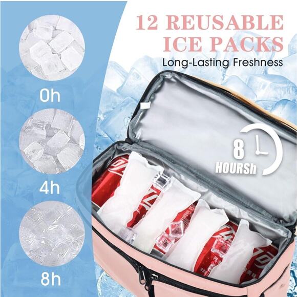 Scothen Backpack Cooler with Double Decker & 12 Ice Packs- Keeps 36 Cans Cold... - Picture 2 of 7